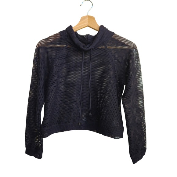 Koral Tops - Koral Pump Open Mesh Pullover S Black Mock Neck LS Cybercore Bella Hadid Berlin